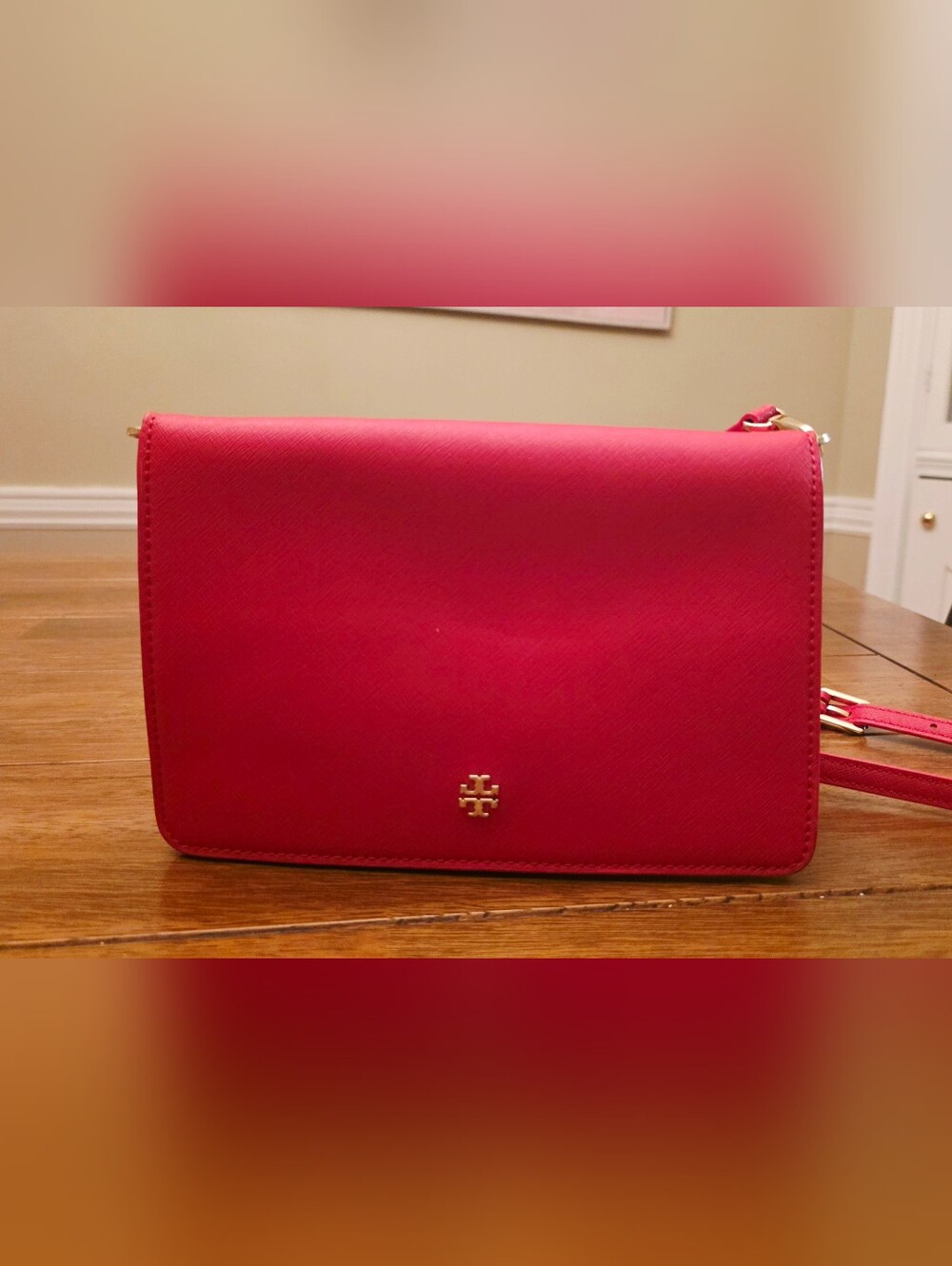 Tory Burch Red Saffiano Crossbody Bag